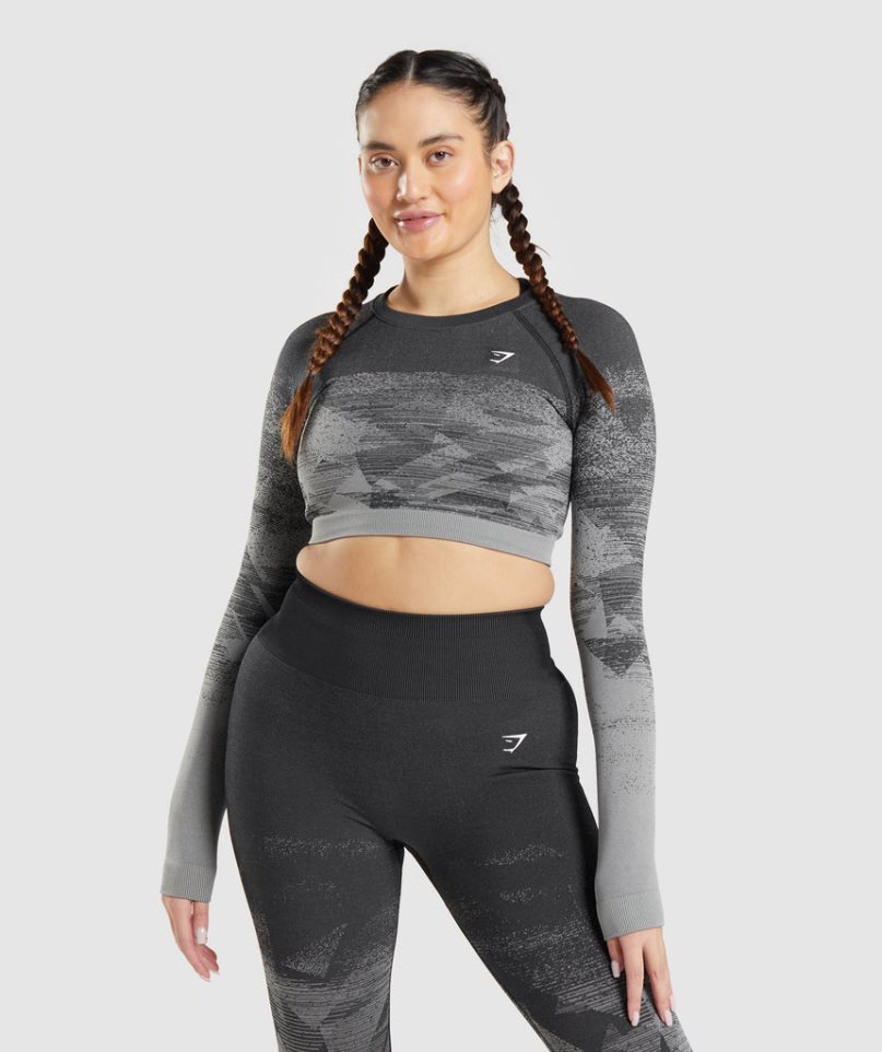 Przycięte Topy Gymshark Adapt Ombre Damskie Szare | PL 149LVZ